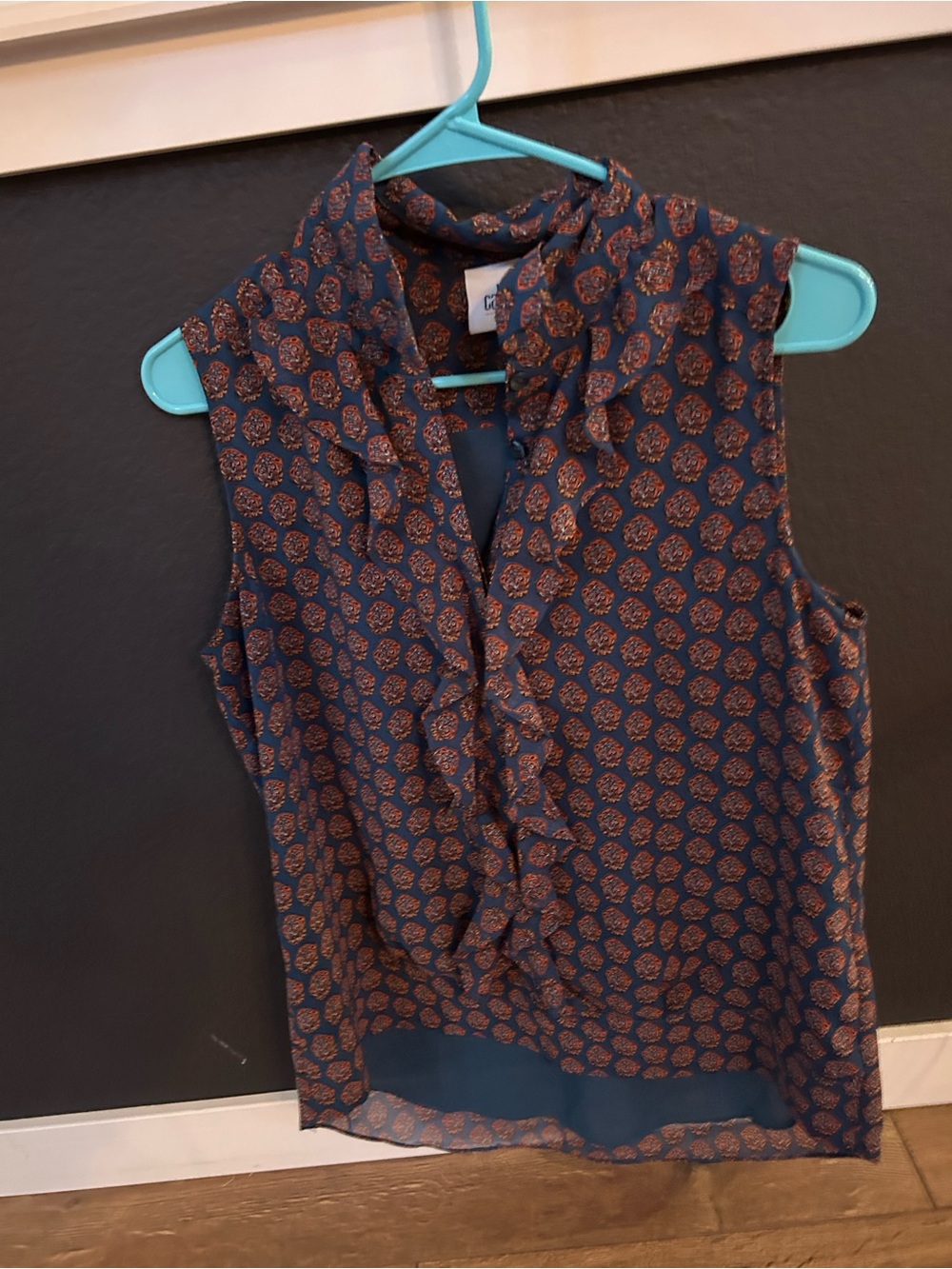 Navy blue flowered blouse from Cabi
